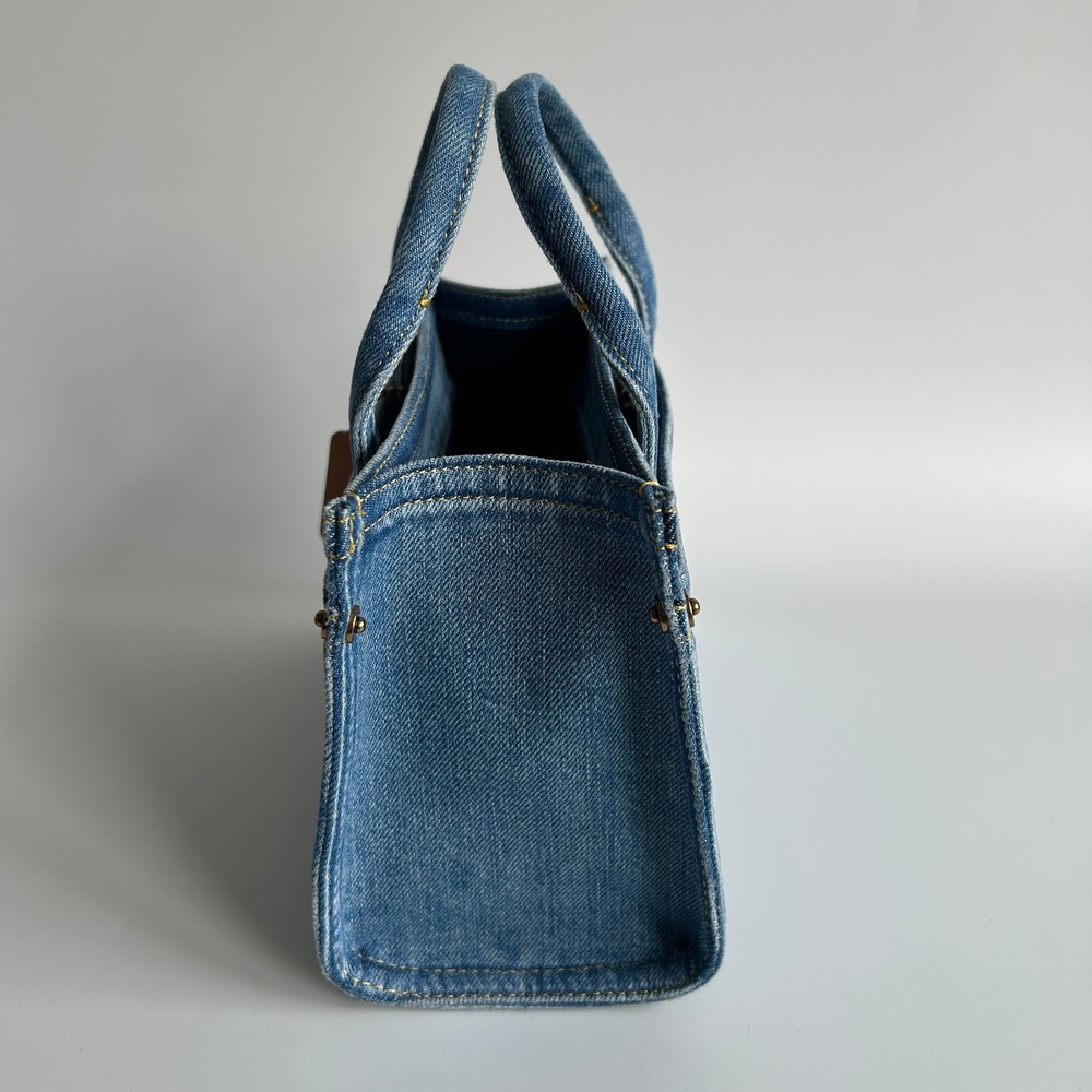 Coach Blue Denim Embroidered Mini Tote with Gold Hardware - Picture 3 of 11